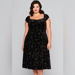 Collectif Dolores Bat Glitter Velvet Doll Midi Dress Whimsigoth Halloween